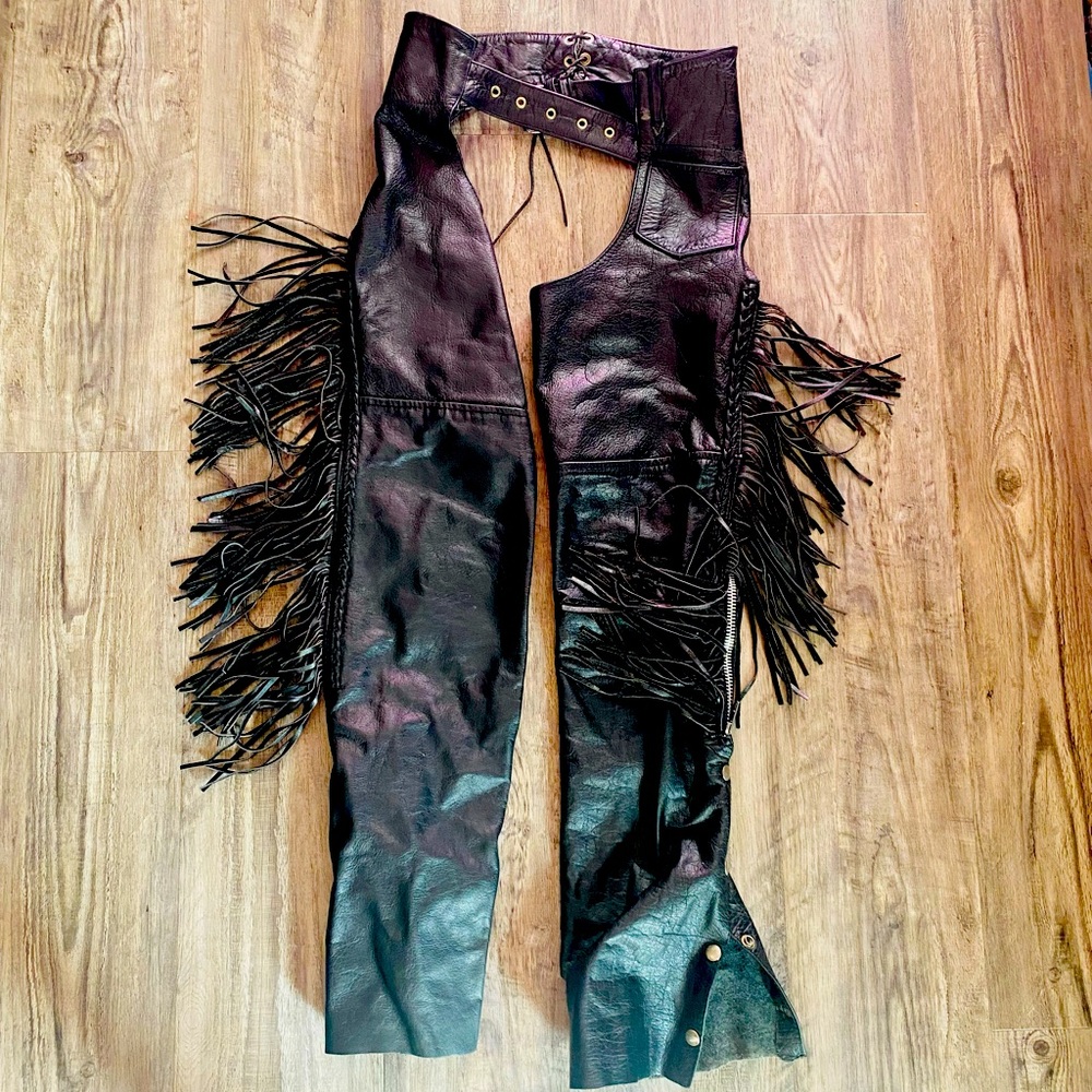Hot Leathers XXS Genuine Leather Fringe Chaps Western Look/Biker Look